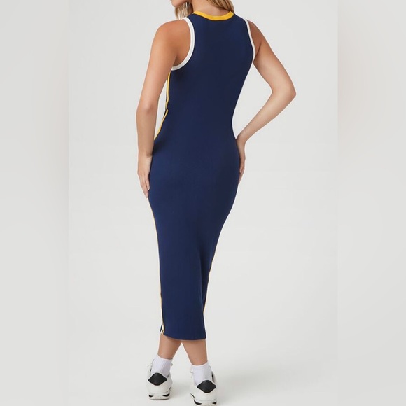 Athletic cotton striped bodycon midi dress nwot - Picture 3 of 4